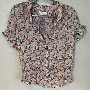 Trovata Floral Button-Down Shirt - Pink, Green, and Yellow